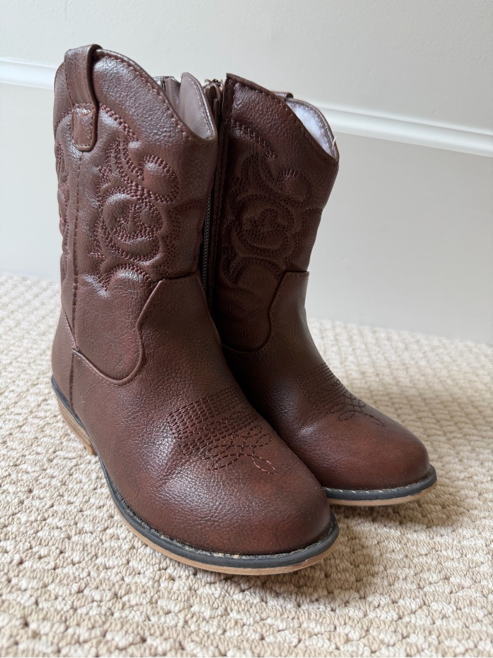 Cat & Jack Brown Girls' Western Zip-Up Cowboy Boots